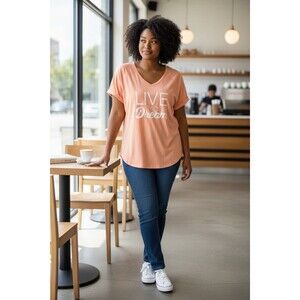 BCG Plus Woman Graphic Tee Desert Flower Color Size 1X Live Your Dream